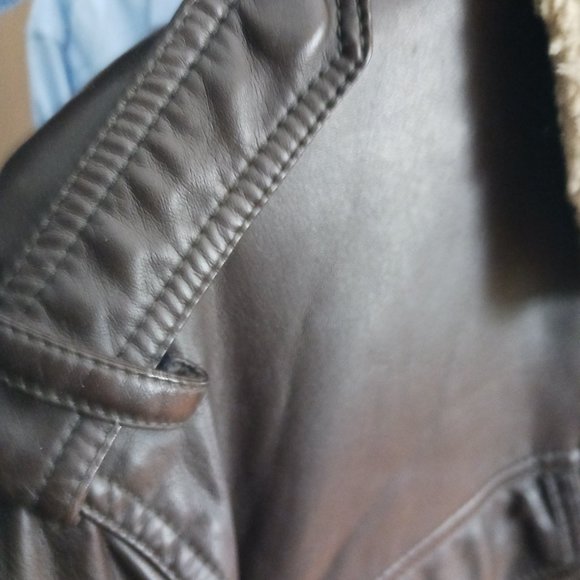 Faux leather coat jacket Levi's sherpa dark brown for men - Picture 2 of 10